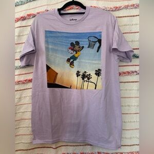 Disney Lavender T-Shirt with Mickey Basketball Graphic NWOT